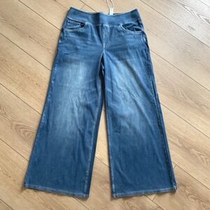 Halara Flex Denim Wide Leg Pull On High Waisted Jeans Blue XL Regular NEW